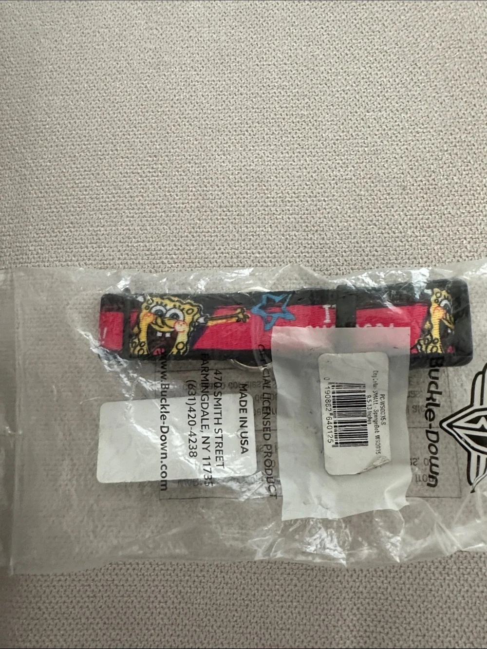 BUCKLE DOWN PLASTIC CLIP COLLSR ITS SPONGEBOB!!! NWT SMALL 1”